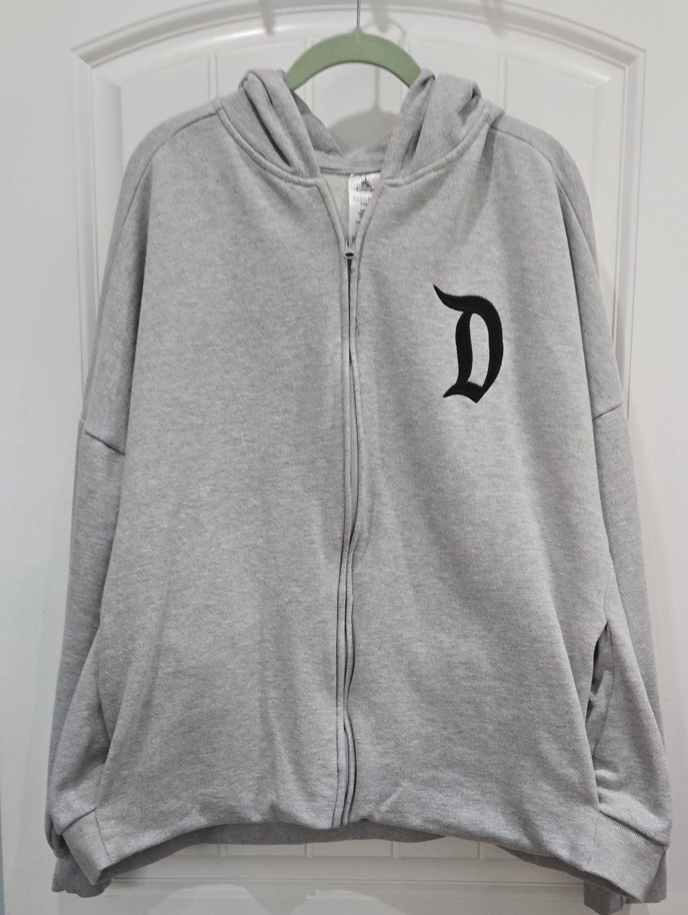 Disneyland Grey Zip-Up Hoodie with Black 'D' Logo